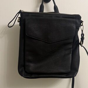 Antik Kraft Black Leather Backpack